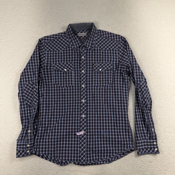 7 Diamonds Other - 7 Diamonds Shirt Mens Large Plaid Long Sleeve Button Up Casual Pocket Blue 1472